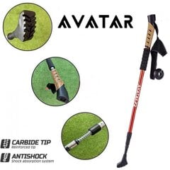 Палки для скандинавской ходьбы с пробковыми ручками AVATAR P2, красные цена и информация | Палки для ходьбы | pigu.lt