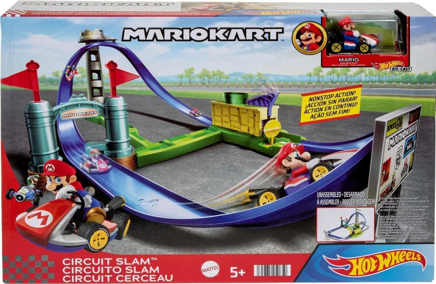 Trasa Mattel Hot Wheels Mario Kart Circuit Slam цена и информация | Žaislai berniukams | pigu.lt