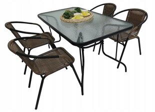Lauko baldų komplektas Dinner 120/4, rudas/juodas kaina ir informacija | Lauko baldų komplektai | pigu.lt