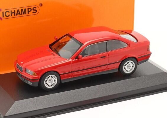 BMW 3-Series Coupe - 1992 - Red 1:43 Maxichamps 940023320 kaina ir informacija | Kolekciniai modeliukai | pigu.lt