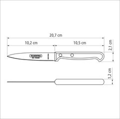 Tramontina Ultracorte 4" daržovių ir vaisių peiliukas kaina ir informacija | Peiliai ir jų priedai | pigu.lt