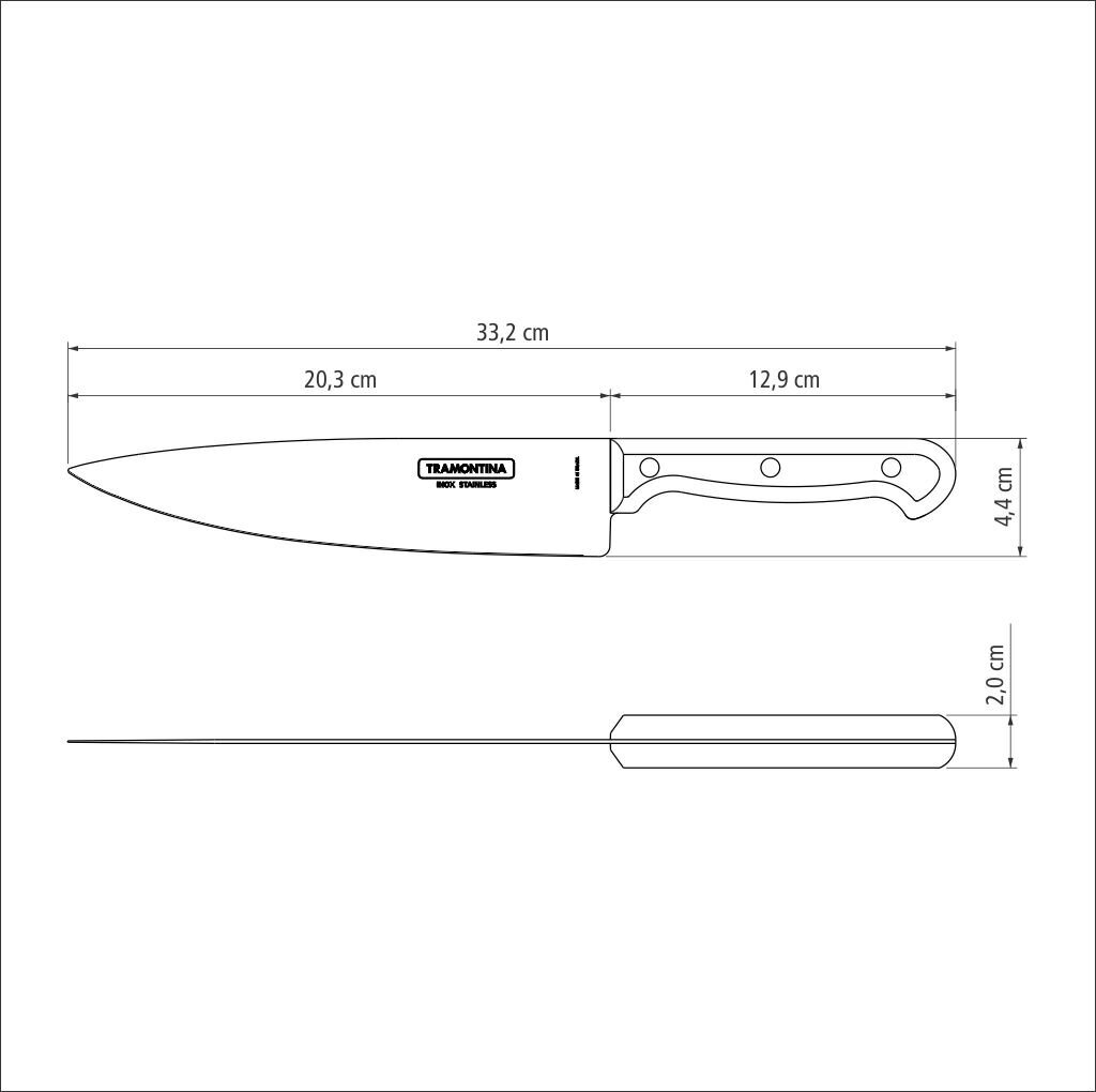 Tramontina Ultracorte 8" virtuvinis šefo peilis kaina ir informacija | Peiliai ir jų priedai | pigu.lt