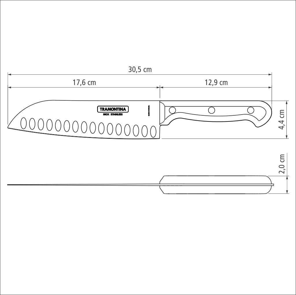 Tramontina Ultracorte 7" santoku peilis kaina ir informacija | Peiliai ir jų priedai | pigu.lt