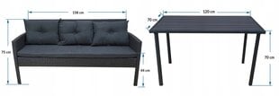 Комплект мебели для сада Capri 145 см Silver / Light Grey Dallas Light Grey / Grey 6+1 цена и информация | Комплекты уличной мебели | pigu.lt