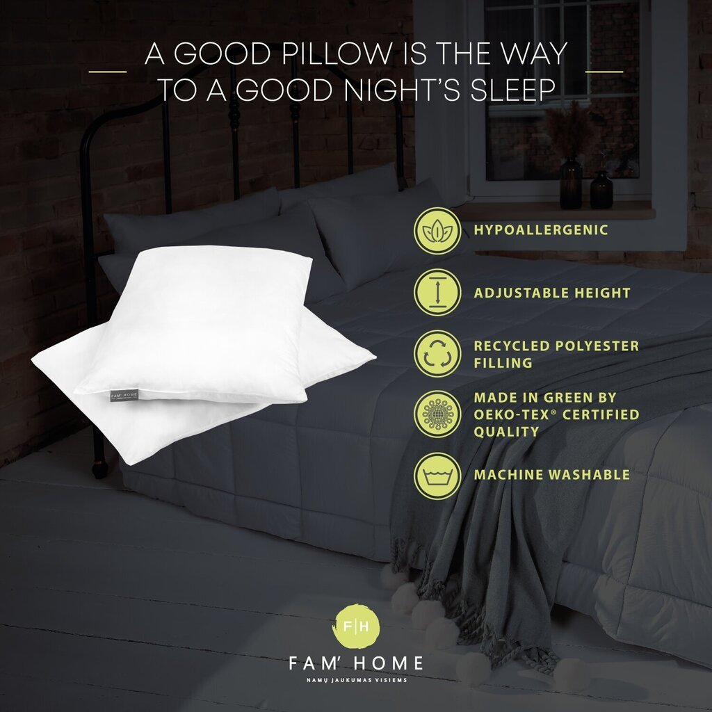 Fam‘ Home pagalvių komplektas MADE IN GREEN kaina ir informacija | Pagalvės | pigu.lt