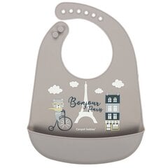 Silikoninis seilinukas su kišene Canpol Babies Bonjour Paris, navy beige, 74/027 kaina ir informacija | Seilinukai | pigu.lt