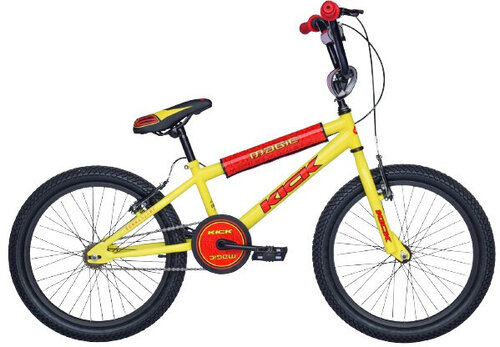 Vaikiškas BMX dviratis Magic BMX Kick, 16”, geltonas/raudonas kaina ir informacija | Dviračiai | pigu.lt