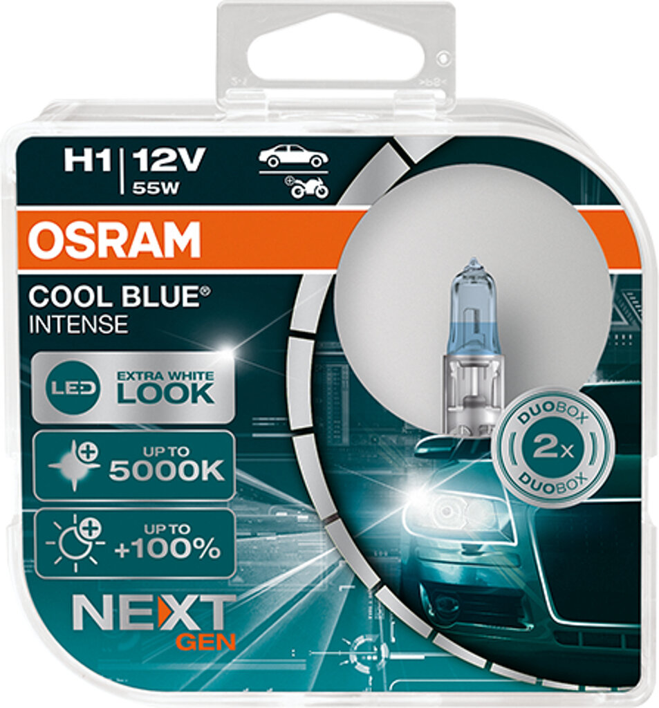 Osram lemputės, H1, COOL BLUE Intense,NextGen, 5000K, +100%, 55W 64210CBN-HCB kaina ir informacija | Automobilių lemputės | pigu.lt