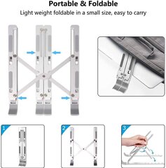 Swissten Aluminium stovas nešiojamiems kompiuteriams, 10 - 15", Pilkas kaina ir informacija | Kompiuterių aušinimo ir kiti priedai | pigu.lt