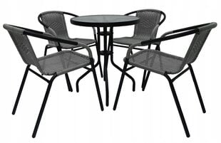 Lauko baldų komplektas Lunch Round 60/4, pilkas/juodas kaina ir informacija | Lauko baldų komplektai | pigu.lt