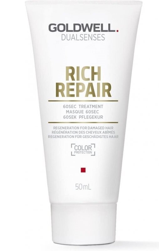 Kaukė pažeistiems plaukams Goldwell Dualsenses Rich Repair 60s 50 ml kaina ir informacija | Priemonės plaukų stiprinimui | pigu.lt