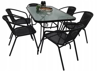 Комплект уличной мебели Cyprus Rectangle/O 120/6, черный цена и информация | Комплекты уличной мебели | pigu.lt
