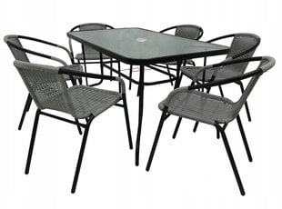 Lauko baldų komplektas Cyprus Rectangle/O 120/6, pilkas/juodas kaina ir informacija | Lauko baldų komplektai | pigu.lt