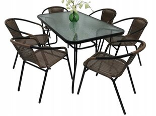 Комплект уличной мебели Cyprus Rectangle/O 120/6, коричневый/черный цена и информация | Комплекты уличной мебели | pigu.lt