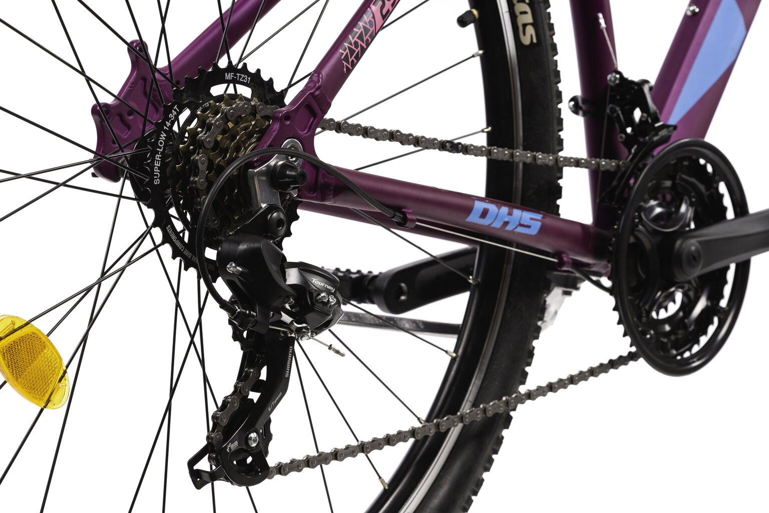 Kalnų dviratis DHS 2922 29", violetinis kaina ir informacija | Dviračiai | pigu.lt