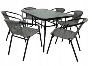 Lauko baldų komplektas Cyprus Rectangle 140/6, pilkas/juodas kaina ir informacija | Lauko baldų komplektai | pigu.lt