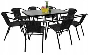 Комплект уличной мебели Cyprus Rectangle/O 140/8, черный цена и информация | Комплекты уличной мебели | pigu.lt
