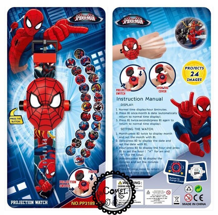 Skaitmeninis laikrodis su projektoriumi Spiderman цена и информация | Lavinamieji žaislai | pigu.lt