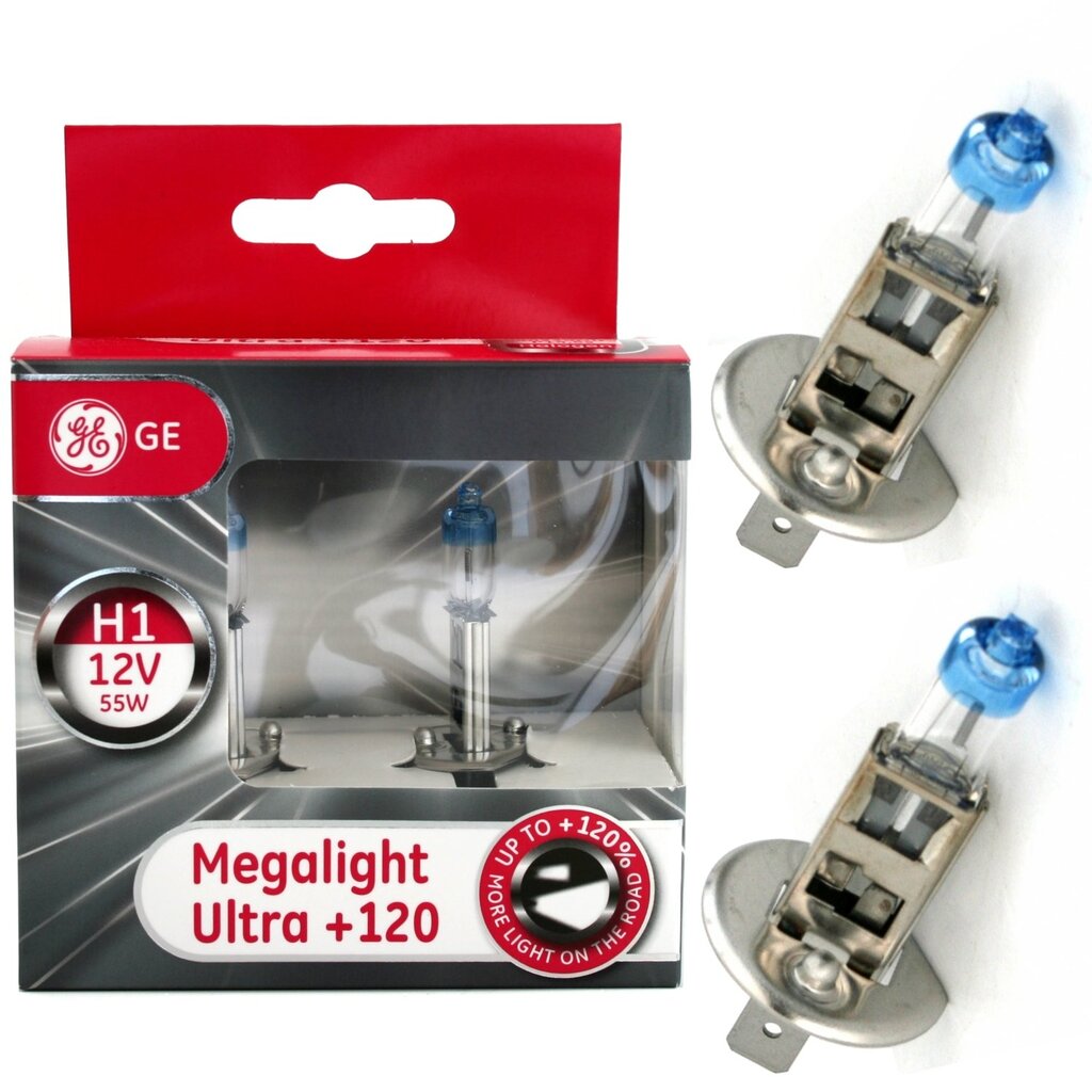 Lemputė H1 12V 55W BL2vnt GE Megalight Ultra +120% 50310NU kaina ir informacija | Automobilių lemputės | pigu.lt