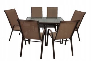 Lauko baldų komplektas Barbados Duo 150/6, rudas kaina ir informacija | Lauko baldų komplektai | pigu.lt