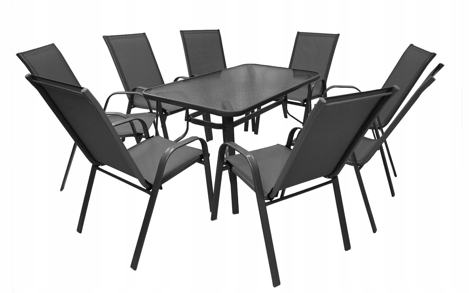 Lauko baldų komplektas Barbados Duo 150/8, juodas kaina ir informacija | Lauko baldų komplektai | pigu.lt