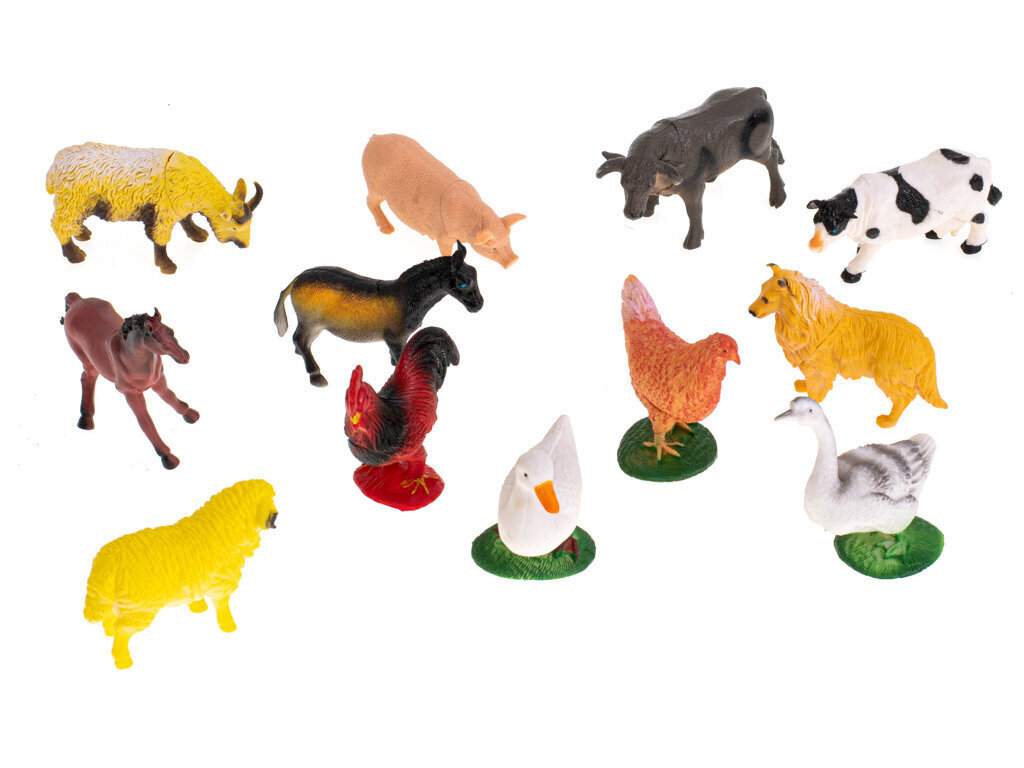 Ūkio gyvūnų figūrėlių rinkinys, 12 vnt kaina ir informacija | Žaislai berniukams | pigu.lt