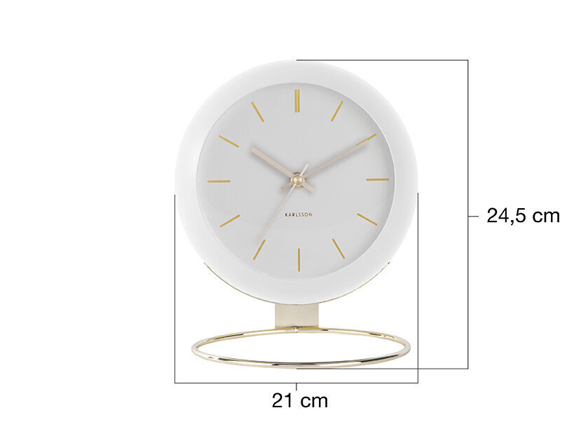 Laikrodis stalo Globe L ø21 cm, baltas kaina ir informacija | Laikrodžiai | pigu.lt
