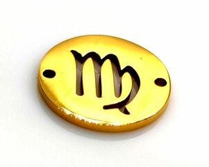 Intarpas nerūdijančio plieno zodiakas MERGELĖ aukso sp. 12mm kaina ir informacija | Papuošalų gamybai, vėrimui | pigu.lt