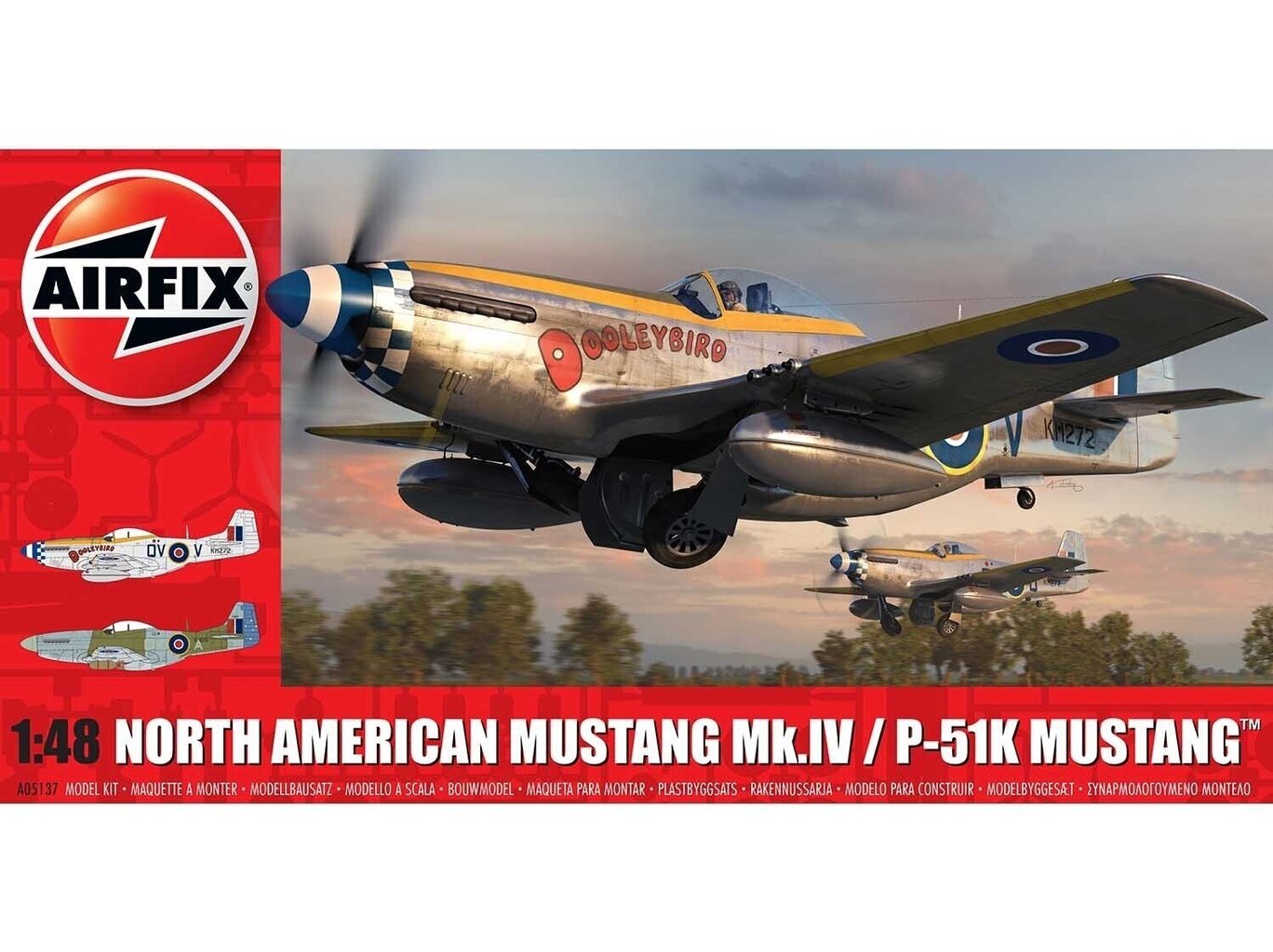 Plastikinis surenkamas modelis Airfix North American Mustang Mk.IV / P-51K Mustang, 1/48, A05137 kaina ir informacija | Konstruktoriai ir kaladėlės | pigu.lt