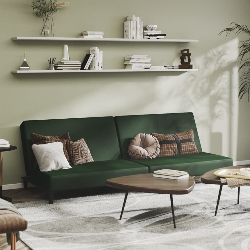 Dvivietė sofa-lova, tamsiai žalia, aksomas kaina ir informacija | Sofos | pigu.lt