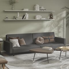 Dvivietė sofa-lova, tamsiai pilka, aksomas kaina ir informacija | Sofos | pigu.lt
