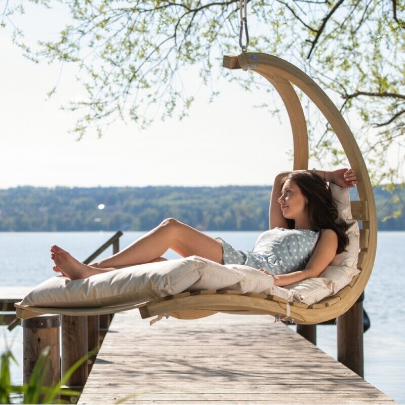 Pakabinama kėdė Amazonas Swing Lounger, smėlio spalvos kaina ir informacija | Lauko kėdės, foteliai, pufai | pigu.lt