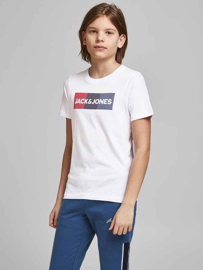 Jack&Jones marškinėliai berniukams 12152730*05, balti kaina ir informacija | Marškinėliai berniukams | pigu.lt