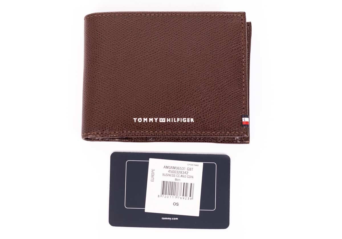 Vyriška piniginė Tommy Hilfiger BUSINESS CC ADN COIN WALLET BROWN AM0AM06531 GBT 37641 цена и информация | Vyriškos piniginės, kortelių dėklai | pigu.lt