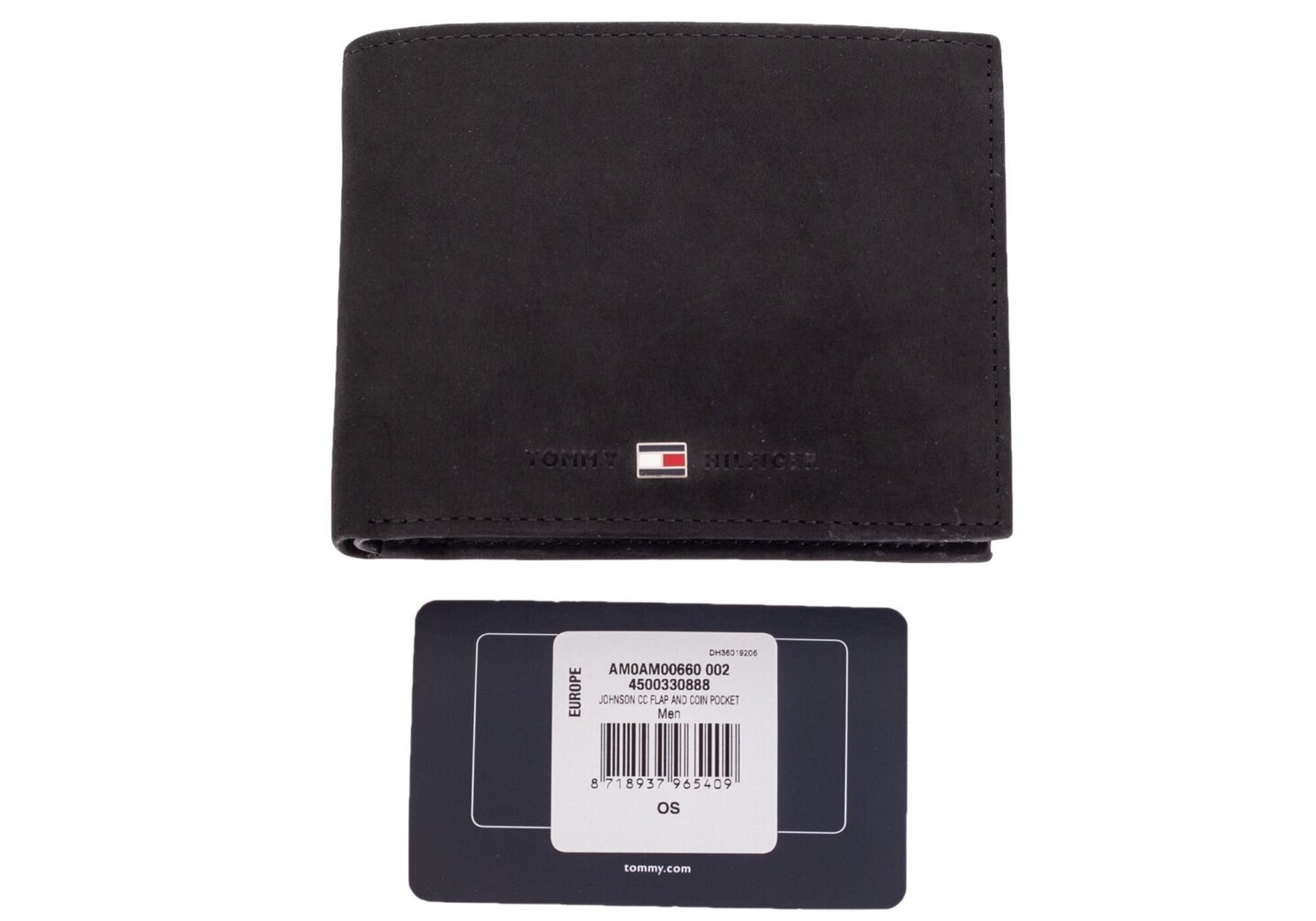 Vyriška piniginė Tommy Hilfiger JOHNSON CC FLAP AND COIN POCKET BLACK AM0AM00660 002 35703 kaina ir informacija | Vyriškos piniginės, kortelių dėklai | pigu.lt