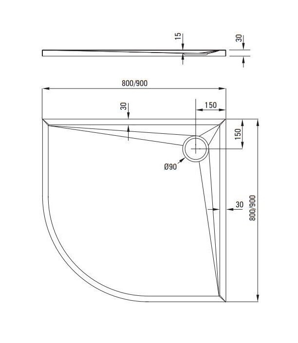 Deante pusapvalis dušo padėklas Kerria Plus, 80x80, 90x90 cm kaina ir informacija | Dušo padėklai | pigu.lt