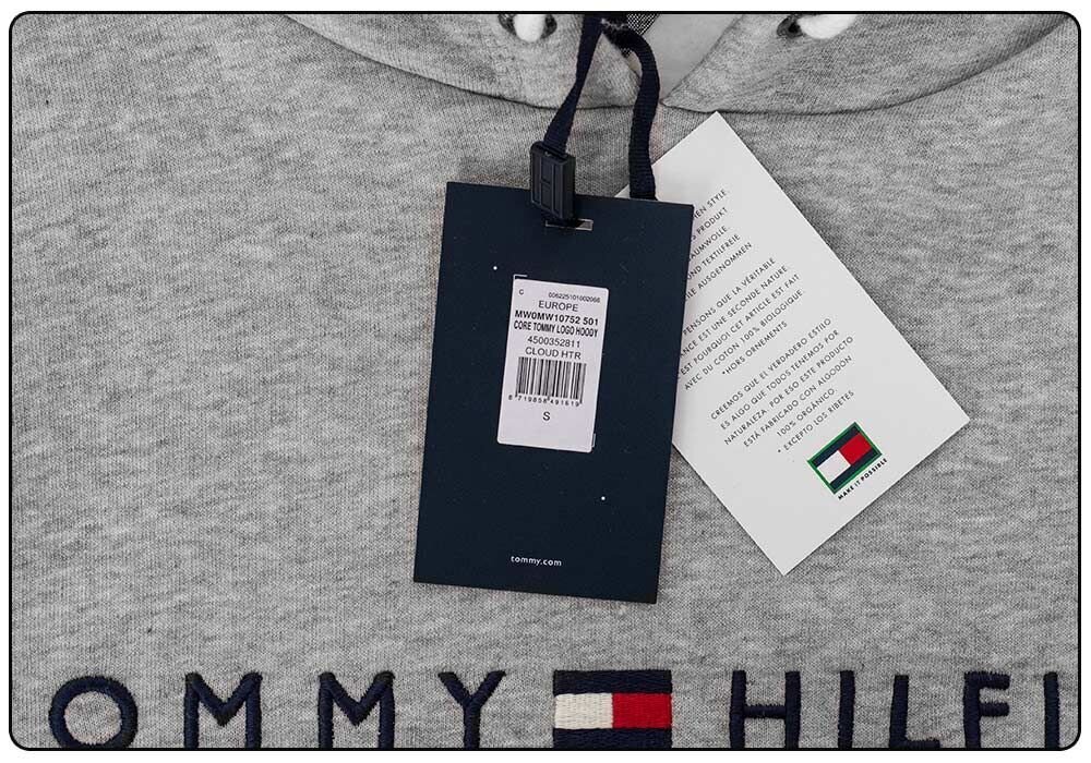 Vyriškas džemperis Tommy Hilfiger CORE TOMMY LOGO HOODY, pilkas MW0MW10752 501 28236 цена и информация | Vyriški marškinėliai | pigu.lt