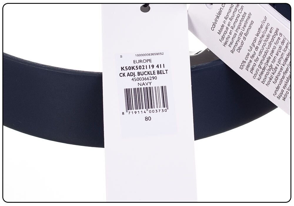 Vyriškas diržas CALVIN KLEIN, 3,5 cm CK ADJ. BUCKLE BELT NAVY K50K502119 411 31116 kaina ir informacija | Vyriški diržai | pigu.lt