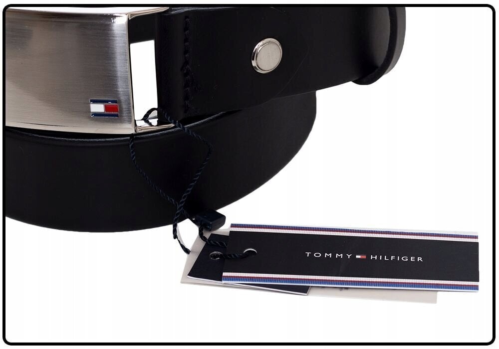 Vyriškas diržas TOMMY HILFIGER PLAQUE BELT ADJ 3,5 cm, juodas, AM0AM01995 002 41627 kaina ir informacija | Vyriški diržai | pigu.lt