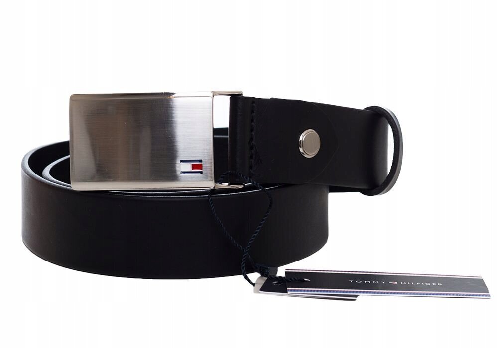 Vyriškas diržas TOMMY HILFIGER PLAQUE BELT ADJ 3,5 cm, juodas, AM0AM01995 002 41627 kaina ir informacija | Vyriški diržai | pigu.lt