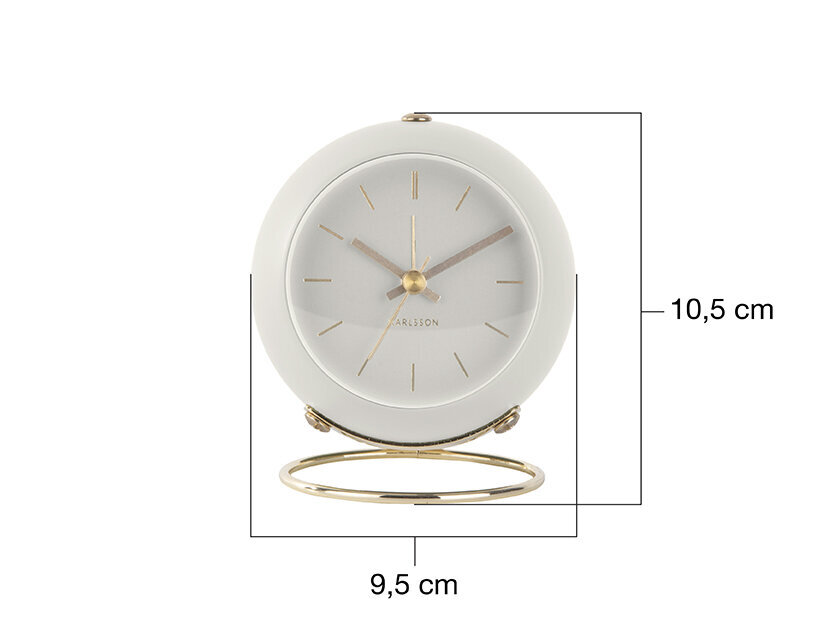 Žadintuvas Globe ø9,5 cm, baltas kaina ir informacija | Laikrodžiai | pigu.lt