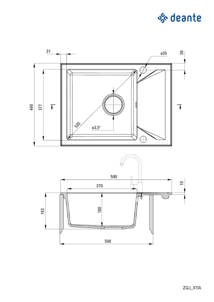 Deante granitinė virtuvinė plautuvė Deante Evora ZQJ_T11A, Anthracite Metallic kaina ir informacija | Virtuvinės plautuvės | pigu.lt