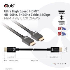 Club 3D CAC-1374, HDMI, 4 м цена и информация | Кабели и провода | pigu.lt