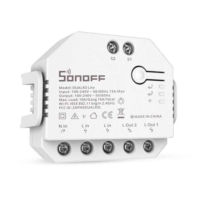 Išmanus jungiklis Sonoff WiFi Dual R3 Lite kaina ir informacija | Elektros jungikliai, rozetės | pigu.lt
