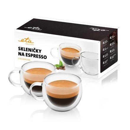 Eta espresso puodelis dvigubo stiklo sienelėmis, 80 ml, 2 vnt. kaina ir informacija | Taurės, puodeliai, ąsočiai | pigu.lt