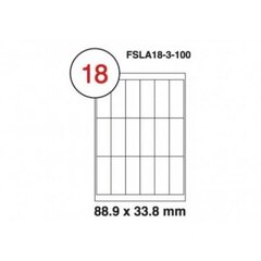 Этикетки А4, 16 шт. на листе, размером 88,9 мм x 33,8 мм x 16 мм цена и информация | Тетради и бумажные товары | pigu.lt
