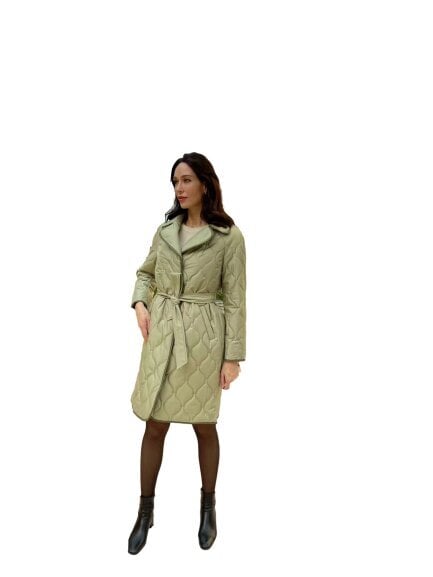 Plonas dygsniuotas paltas, žalias kaina ir informacija | Striukės moterims | pigu.lt