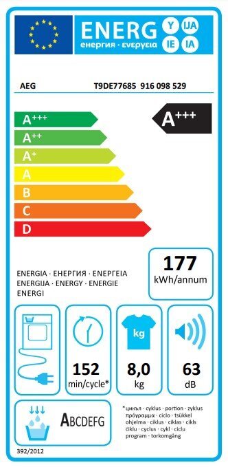 AEG T9DE77685 kaina ir informacija | Džiovyklės | pigu.lt