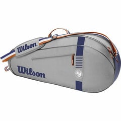 Teniso rakečių dėklas Wilson Roland Garros Team 3, pilkas kaina ir informacija | Lauko teniso prekės | pigu.lt