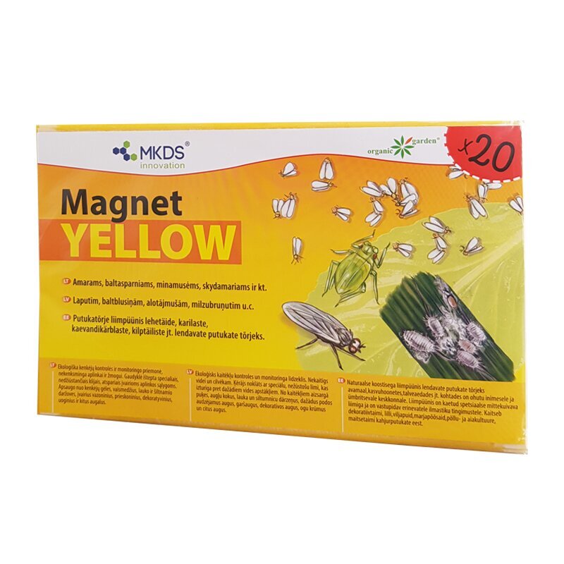 Mini MAGNET yellow (20X12 cm) – baltasparni, amarų, blakučių gaudyklės, 20 vnt цена и информация | Augalų priežiūros priemonės | pigu.lt